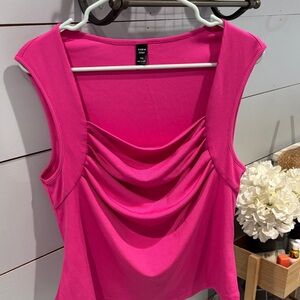 SHEIN Pink Draped Sleeveless Blouse